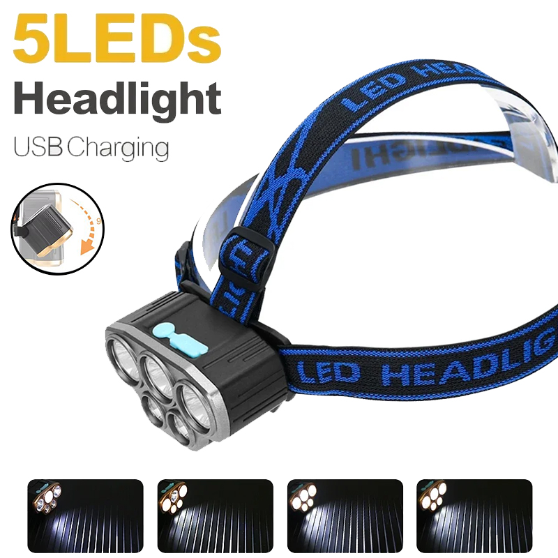 Led Headlight Bulbs - مصباح أمامي قابل لإعادة الشحن بخمس