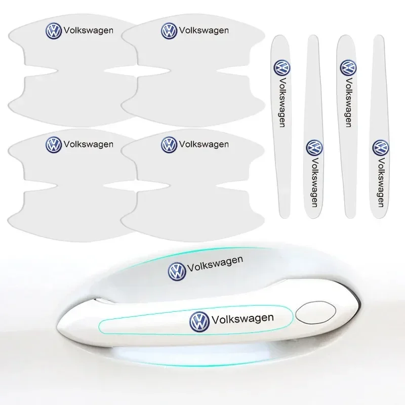 Car Accessories Logo - 8 قطع ملصقات مطاطية لمقابض أبواب