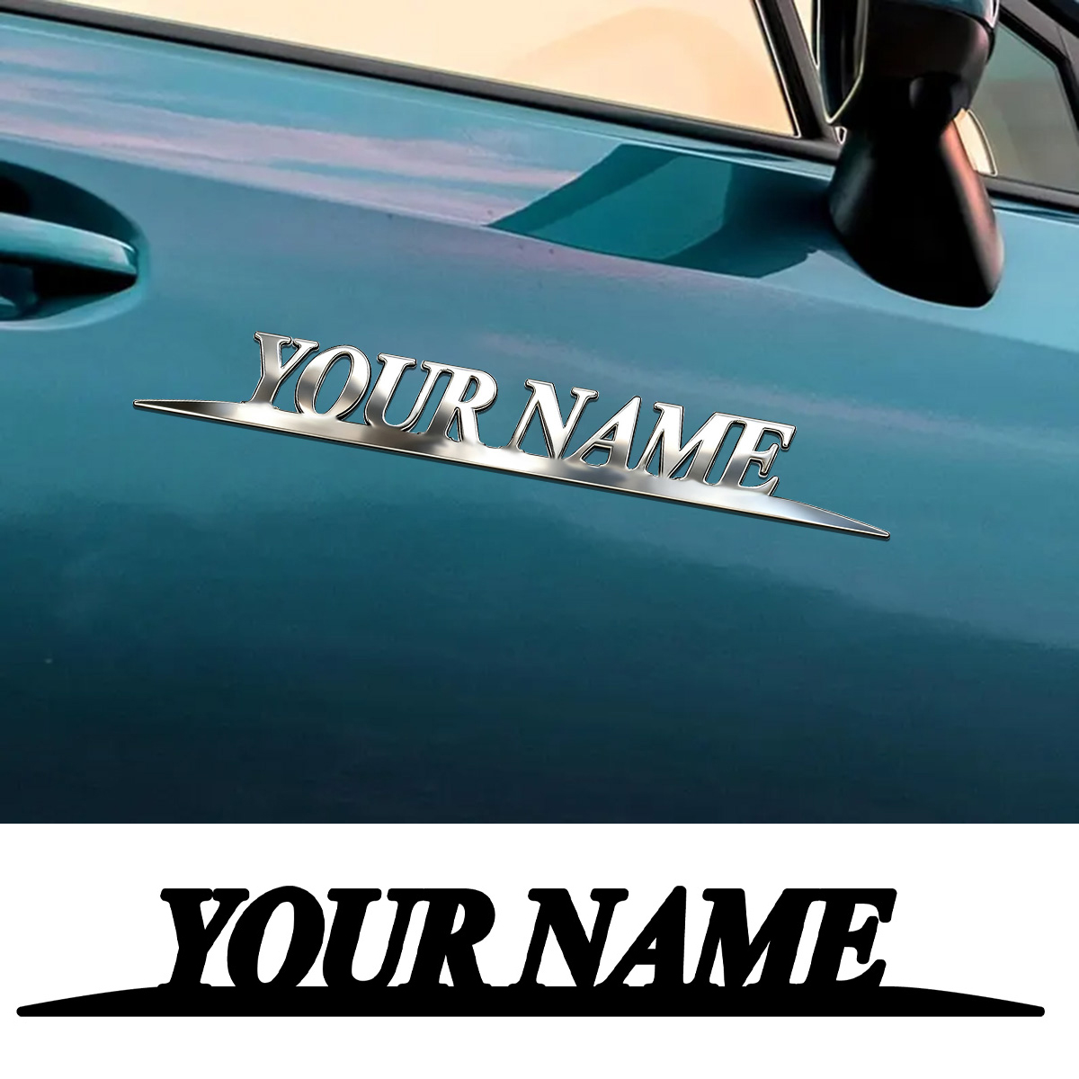 Car Accessories Name - ملصقات معدنية عصرية باسمك شعار مخصص