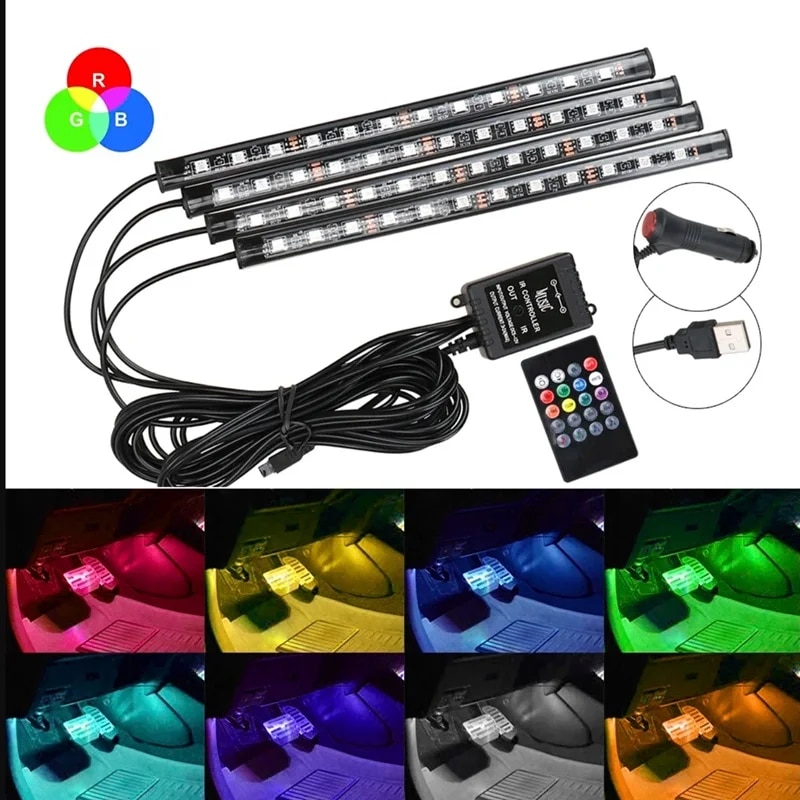 Car Accessories Sound System - العالمي سيارة RGB المحيطة أضواء LED