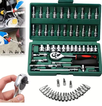 46 قطعة محرك مجموعة مقابس 1/4  - مراجعة Car Accessories Workshop وسعره